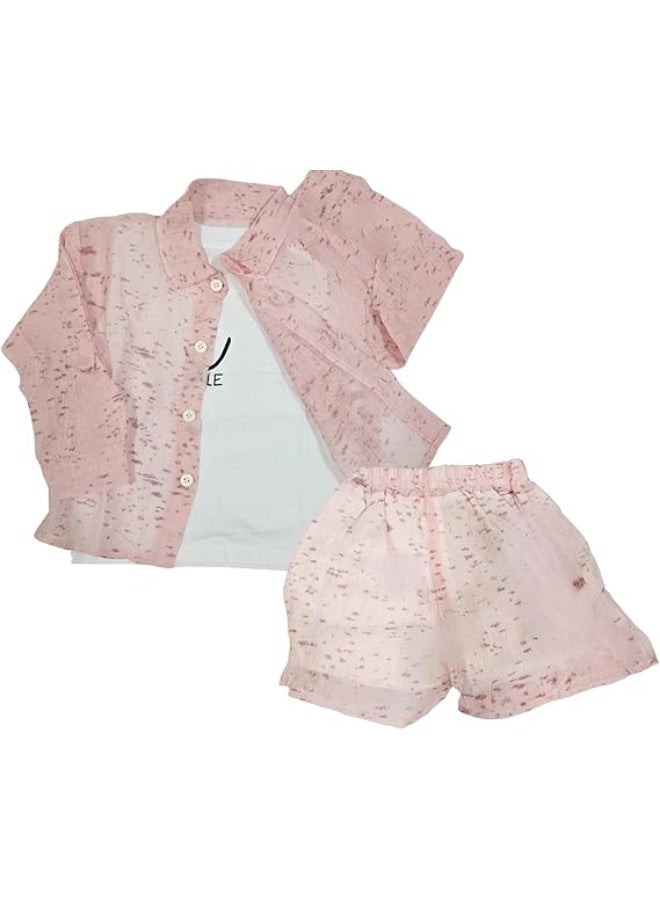 MINIIMODZ Sparkle Breeze Girls Set – Stylish Party & Casual Wear | Ethnic Diwali Dress, Picnic Outfit | T-shirt & Short Set for Girls - Image 1